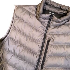 Lands' End Mens Silver Down Filled Quilted Puffer Vest Full Zip Insulated XL EUC